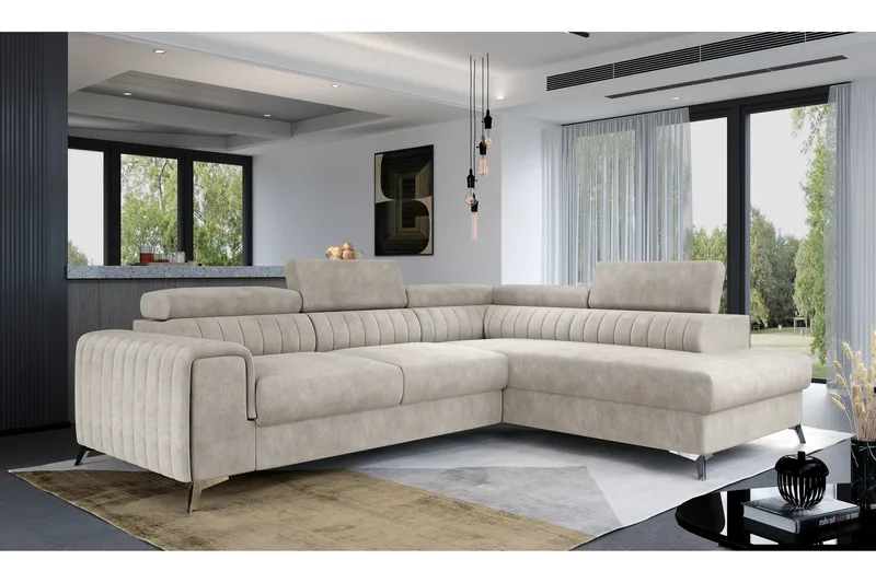 Laurece Schäslongsoffa Höger, Beige