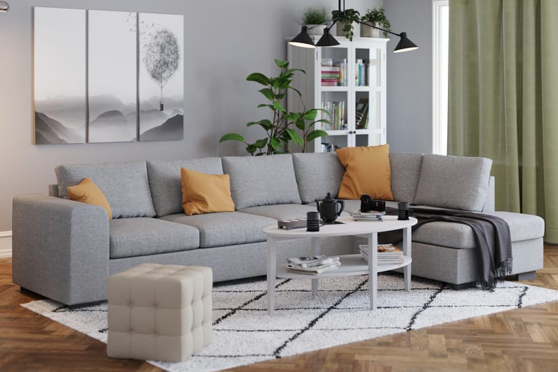 Link 4-sits Högervänd L-formad Large Schäslongsoffa i Tyg - Ljusgrå - Möbler - Soffa - Divansoffor & schäslongsoffa