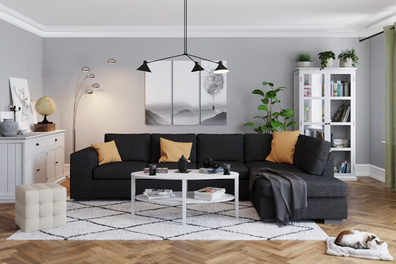 Link 4-sits Högervänd L-formad Large Schäslongsoffa i Tyg - Svart - Möbler - Soffa - Divansoffor & schäslongsoffa