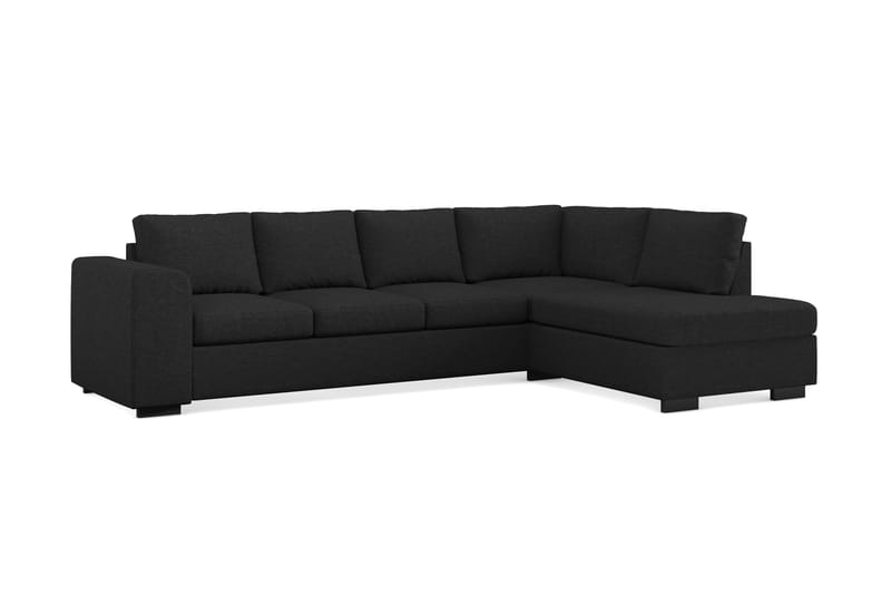 Link 4-sits Högervänd L-formad Schäslongsoffa i Tyg - Svart - Möbler - Soffa - Divansoffor & schäslongsoffa