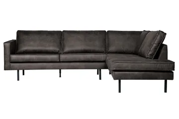 Lissbon 3-sits Höger L-formad Hörnsoffa i Konstläder - Antracit - Möbler - Soffa - Divansoffor & schäslongsoffa