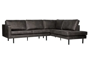 Lissbon 3-sits Höger L-formad Hörnsoffa i Konstläder - Antracit - Möbler - Soffa - Divansoffor & schäslongsoffa