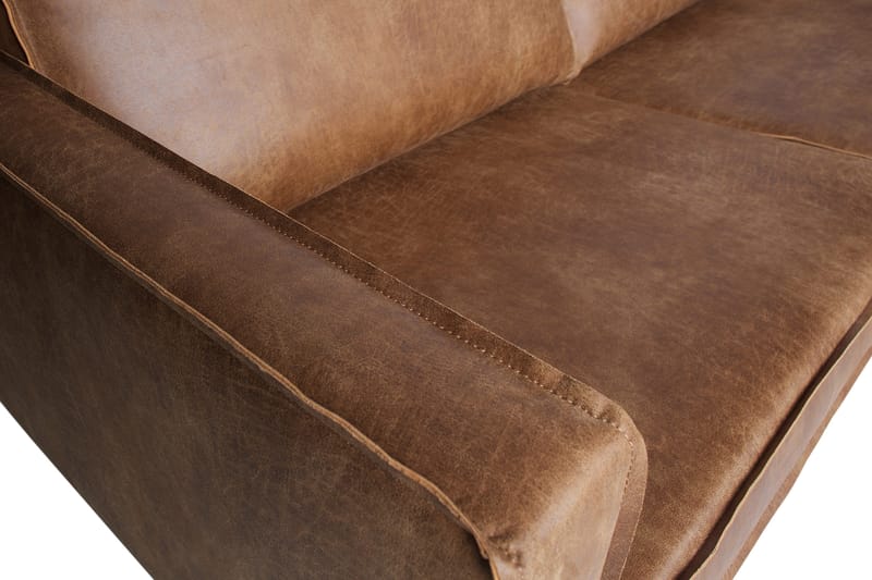 Lissbon 3-sits Höger L-formad Hörnsoffa med Divan 266 cm i Läder - Cognac - Möbler - Soffa - Divansoffor & schäslongsoffa