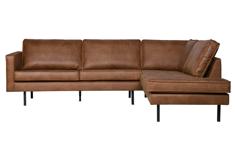 Lissbon 3-sits Höger L-formad Hörnsoffa med Divan 266 cm i Läder, Cognac