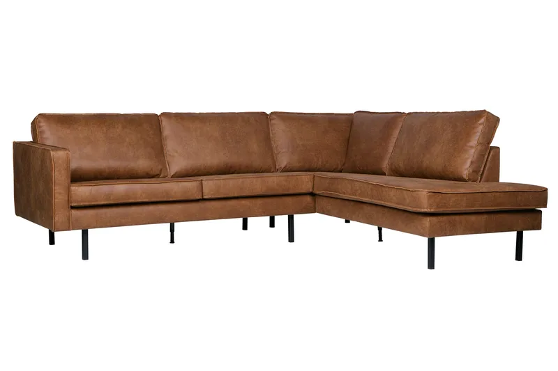 Lissbon 3-sits Höger L-formad Hörnsoffa med Divan 266 cm i Läder - Cognac - Möbler - Soffa - Divansoffor & schäslongsoffa