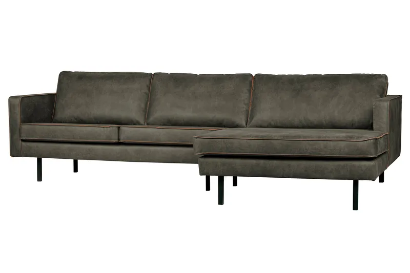 Lissbon 3-sits Högervänd L-formad Divansoffa 300 cm i L äder - Grön - Möbler - Soffa - Divansoffor & schäslongsoffa