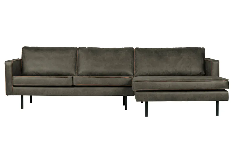 Lissbon 3-sits Högervänd L-formad Divansoffa 300 cm i Läder, Grön