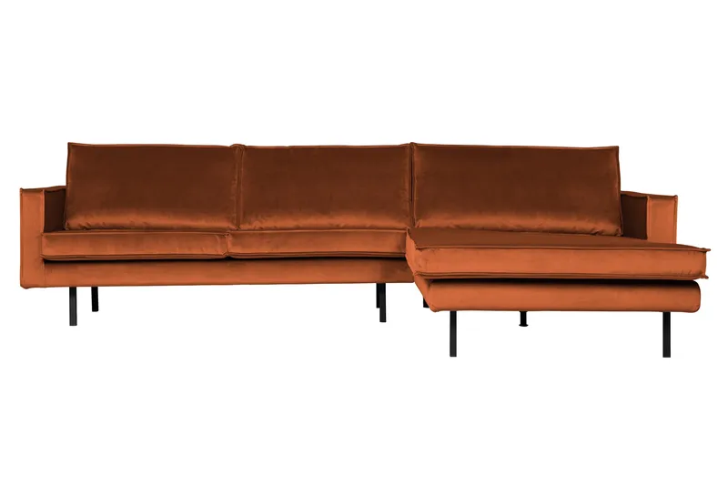 Lissbon 3-sits Högervänd L-formad Divansoffa 300 cm i Sammet, Röd