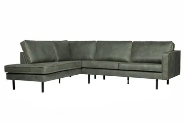 Lissbon 3-sits Vänster L-formad Hörnsoffa 266 cm i Läder - Grön - Möbler - Soffa - Divansoffor & schäslongsoffa