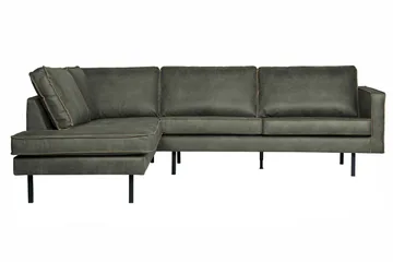 Lissbon 3-sits Vänster L-formad Hörnsoffa 266 cm i Läder - Grön - Möbler - Soffa - Divansoffor & schäslongsoffa