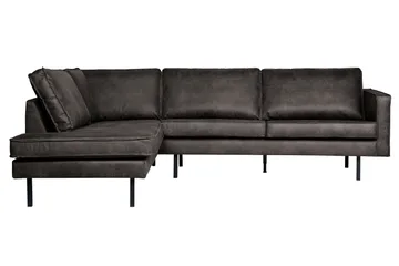 Lissbon 3-sits Vänster L-formad Hörnsoffa 266 cm i Läder - Mörkgrå - Möbler - Soffa - Divansoffor & schäslongsoffa