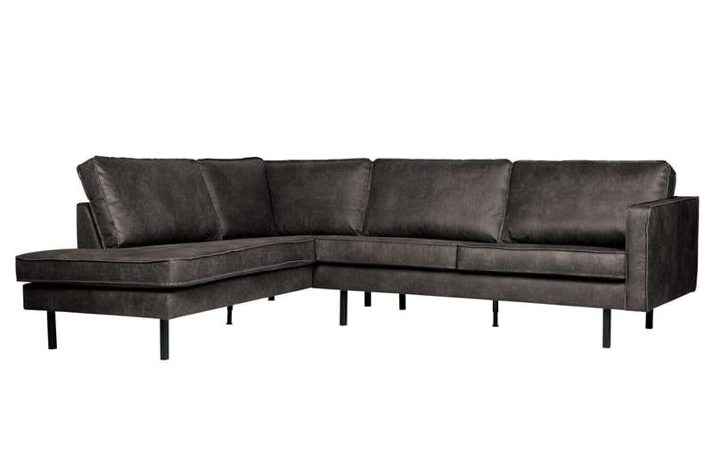 Lissbon 3-sits Vänster L-formad Hörnsoffa 266 cm i Läder - Mörkgrå - Möbler - Soffa - Divansoffor & schäslongsoffa