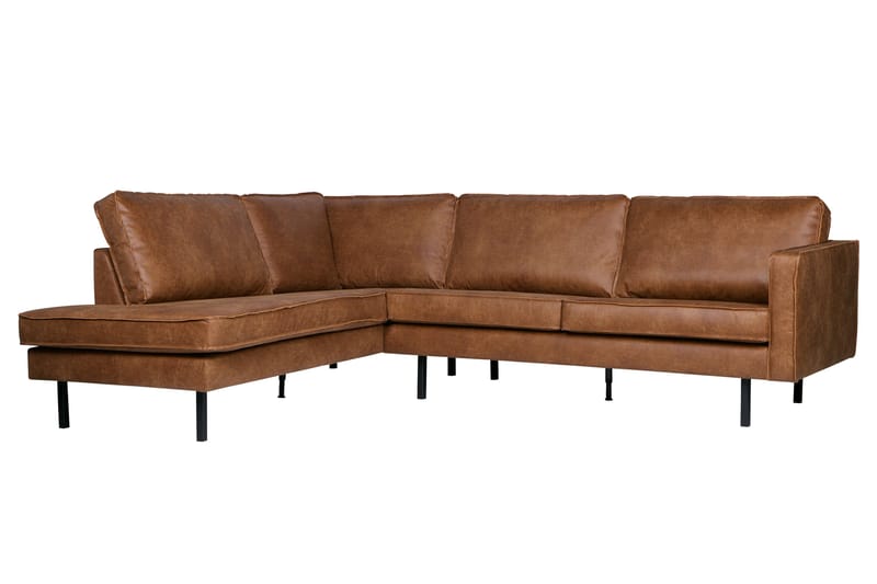 Lissbon 3-sits Vänster L-formad Hörnsoffa med Divan i Skinn - Cognac - Möbler - Soffa - Divansoffor & schäslongsoffa
