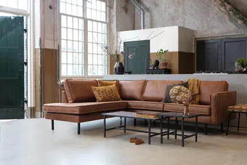 Lissbon 3-sits Vänster L-formad Hörnsoffa med Divan i Skinn - Cognac - Möbler - Soffa - Divansoffor & schäslongsoffa