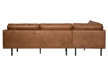 Lissbon 3-sits Vänster L-formad Hörnsoffa med Divan i Skinn - Cognac - Möbler - Soffa - Divansoffor & schäslongsoffa