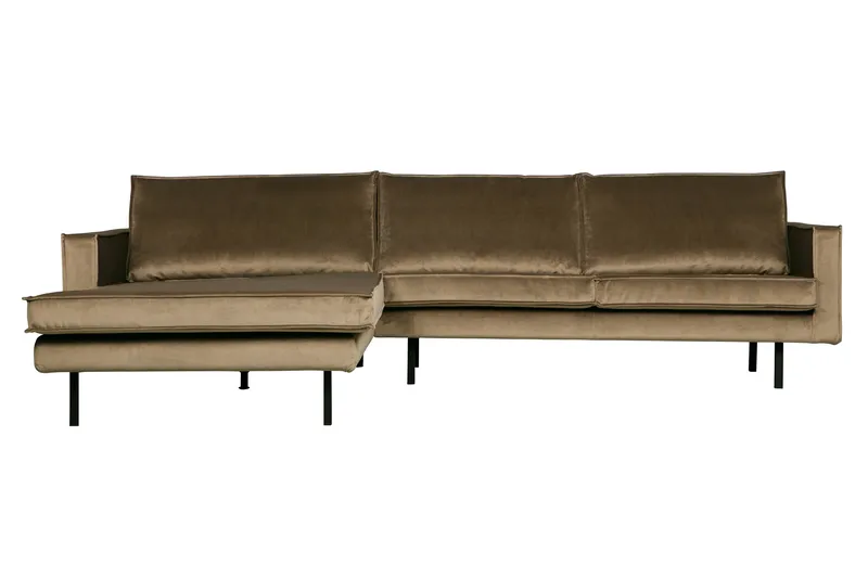 Lissbon 3-sits Vänstervänd L-formad Divansoffa 300 cm i Sammet, Beige