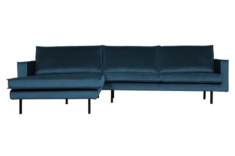 Lissbon 3-sits Vänstervänd L-formad Divansoffa 300 cm i Sammet, Blå