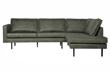 Lissbon 4-sits Höger L-formad Hörnsoffa 266 cm i Läder - Grön - Möbler - Soffa - Divansoffor & schäslongsoffa