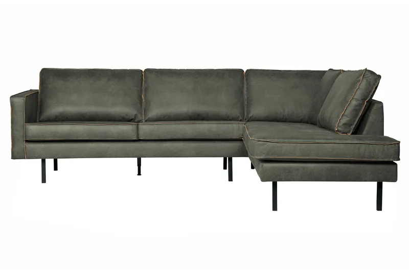 Lissbon 4-sits Höger L-formad Hörnsoffa 266 cm i Läder, Grön