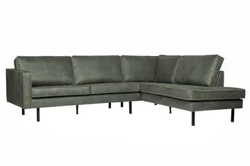 Lissbon 4-sits Höger L-formad Hörnsoffa 266 cm i Läder - Grön - Möbler - Soffa - Divansoffor & schäslongsoffa