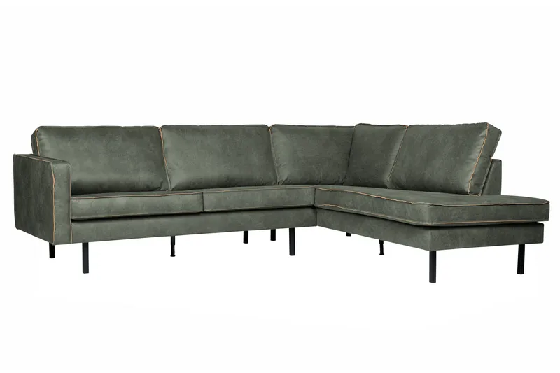 Lissbon 4-sits Höger L-formad Hörnsoffa 266 cm i Läder - Grön - Möbler - Soffa - Divansoffor & schäslongsoffa