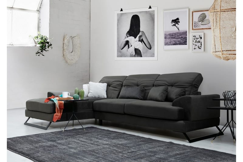 Longa Hörnsoffa med Divan Vänster - Svart - Möbler - Soffa - Divansoffor & schäslongsoffa