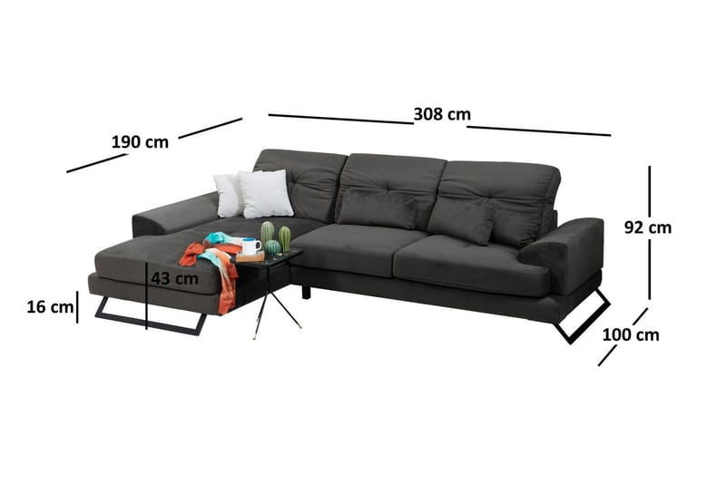 Longa Hörnsoffa med Divan Vänster - Svart - Möbler - Soffa - Divansoffor & schäslongsoffa
