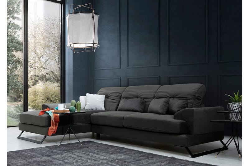 Longa Hörnsoffa med Divan Vänster - Svart - Möbler - Soffa - Divansoffor & schäslongsoffa