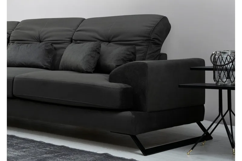 Longa Hörnsoffa med Divan Vänster - Svart - Möbler - Soffa - Divansoffor & schäslongsoffa