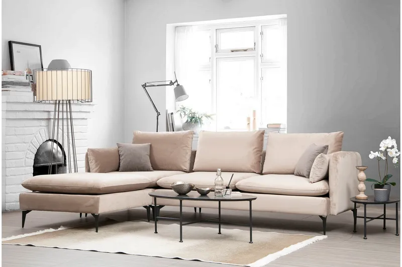 Luces Vänster L-formad Divansoffa med Schäslong 289 cm i Tyg - Beige - Möbler - Soffa - Divansoffor & schäslongsoffa