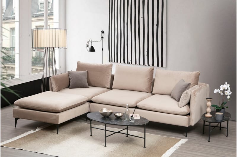 Luces Vänster L-formad Divansoffa med Schäslong 289 cm i Tyg - Beige - Möbler - Soffa - Divansoffor & schäslongsoffa