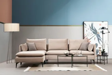 Luces Vänster L-formad Divansoffa med Schäslong 289 cm i Tyg - Beige - Möbler - Soffa - Divansoffor & schäslongsoffa