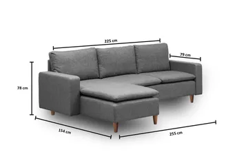 Lungo Soffa m. Divan 4-sits - Mörkgrå - Möbler - Soffa - Bäddsoffa - Bäddsoffa divan