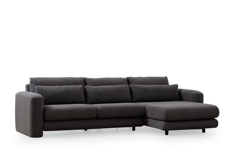 Makhan 3-sits Högervänd L-formad Divansoffa med Schäslong i Bouclé - Antracit - Möbler - Soffa - Divansoffor & schäslongsoffa