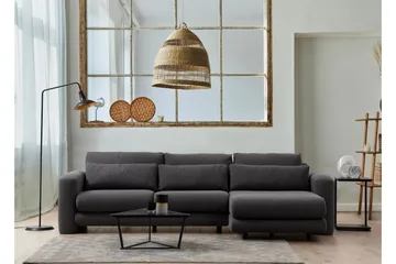Makhan 3-sits Högervänd L-formad Divansoffa med Schäslong i Bouclé - Antracit - Möbler - Soffa - Divansoffor & schäslongsoffa