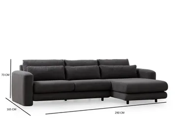 Makhan 3-sits Högervänd L-formad Divansoffa med Schäslong i Bouclé - Antracit - Möbler - Soffa - Divansoffor & schäslongsoffa