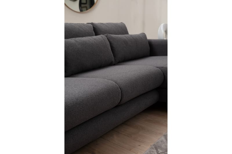 Makhan 3-sits Högervänd L-formad Divansoffa med Schäslong i Bouclé - Antracit - Möbler - Soffa - Divansoffor & schäslongsoffa