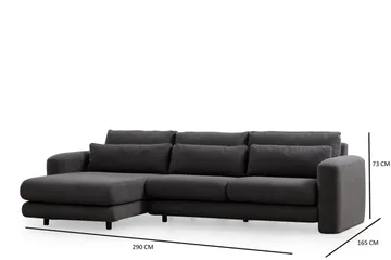 Makhan 3-sits Vänster L-formad Divansoffa med Schäslong i Bouclé - Antracit - Möbler - Soffa - Divansoffor & schäslongsoffa