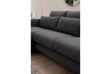 Makhan 3-sits Vänster L-formad Divansoffa med Schäslong i Bouclé - Antracit - Möbler - Soffa - Divansoffor & schäslongsoffa