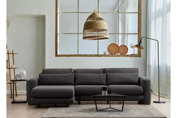 Makhan 3-sits Vänster L-formad Divansoffa med Schäslong i Bouclé - Antracit - Möbler - Soffa - Divansoffor & schäslongsoffa