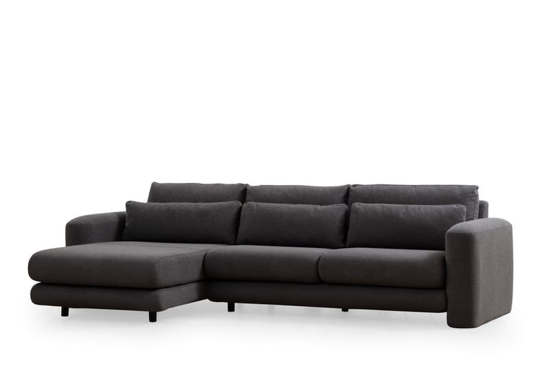 Makhan 3-sits Vänster L-formad Divansoffa med Schäslong i Bouclé - Antracit - Möbler - Soffa - Divansoffor & schäslongsoffa