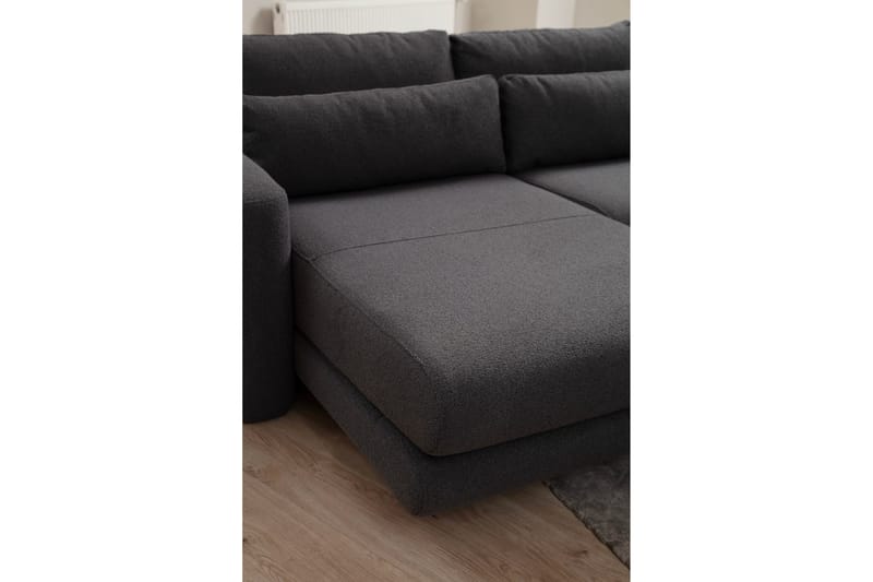 Makhan 3-sits Vänster L-formad Divansoffa med Schäslong i Bouclé - Antracit - Möbler - Soffa - Divansoffor & schäslongsoffa