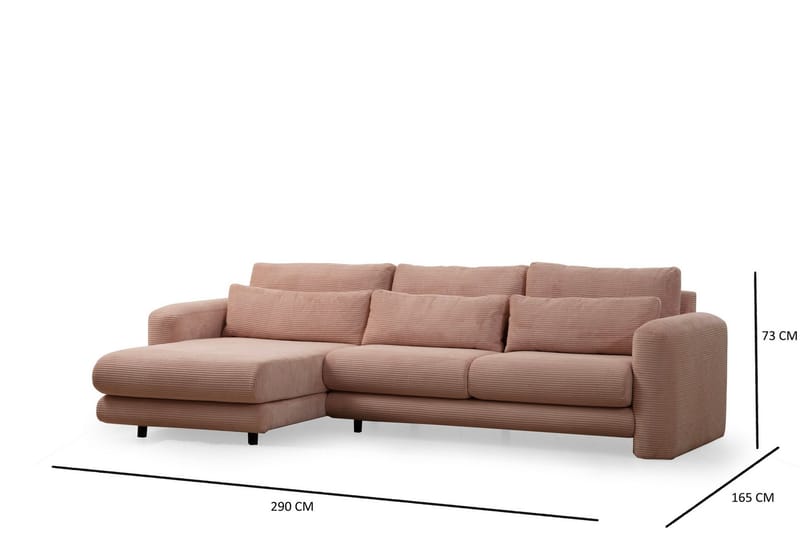 Makhan Soffa m. Divan 3-sits - Rosa - Möbler - Soffa - Divansoffor & schäslongsoffa