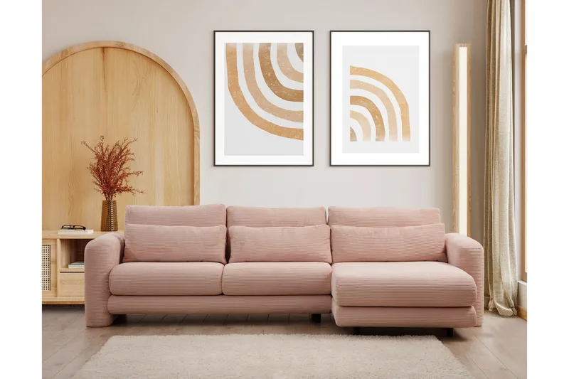 Makhan Soffa m. Divan 3-sits - Rosa - Möbler - Soffa - Divansoffor & schäslongsoffa