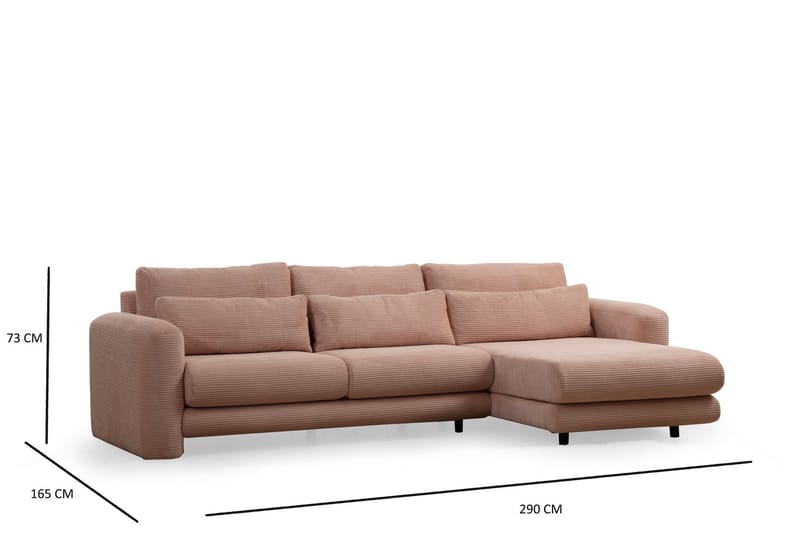 Makhan Soffa m. Divan 3-sits - Rosa - Möbler - Soffa - Divansoffor & schäslongsoffa