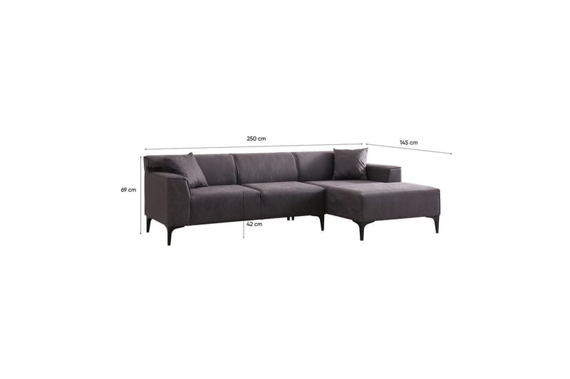 Malpani Soffa med Divan 3-sits - Antracit - Möbler - Soffa - Divansoffor & schäslongsoffa