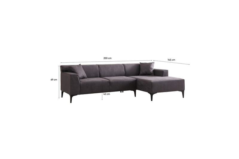 Malpani Soffa med Divan 3-sits - Antracit - Möbler - Soffa - Divansoffor & schäslongsoffa
