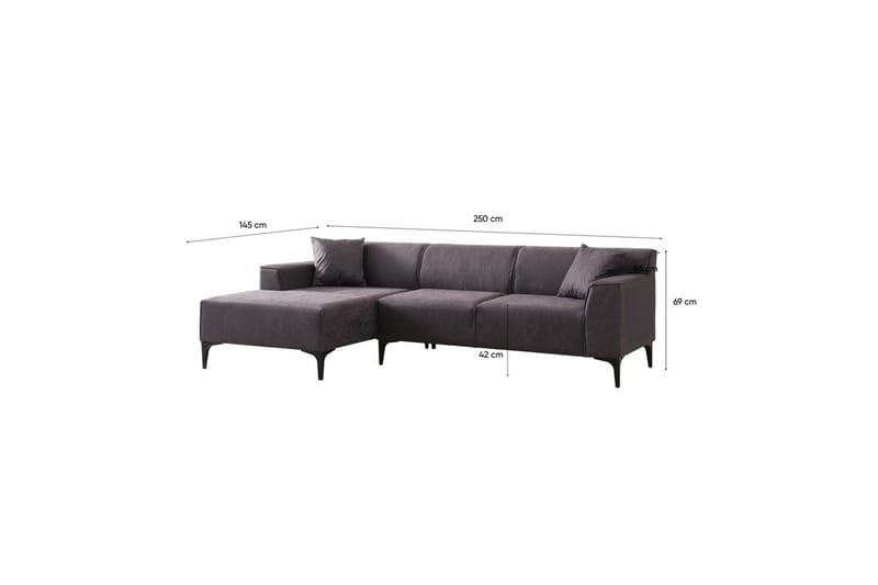 Malpani Soffa med Divan 3-sits - Antracit - Möbler - Soffa - Divansoffor & schäslongsoffa