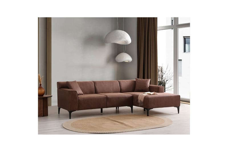 Malpani Soffa med Divan 3-sits - Cognac - Möbler - Soffa - Divansoffor & schäslongsoffa