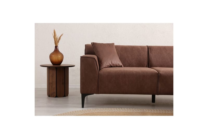 Malpani Soffa med Divan 3-sits - Cognac - Möbler - Soffa - Divansoffor & schäslongsoffa